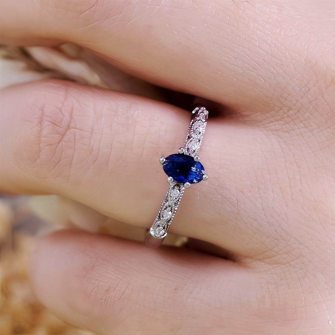 Olivenorma Retro Exquisite Oval Cut Sapphire Ring