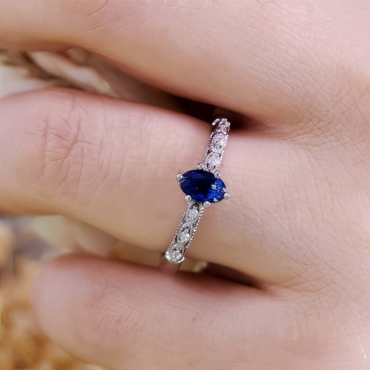 Olivenorma Retro Exquisite Oval Cut Sapphire Ring