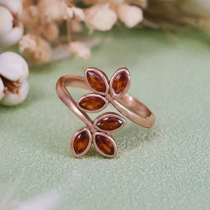 Olivenorma Garnet Leaf Shape Adjustable Ring