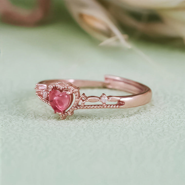 Olivenorma Heart Shaped Garnet Princess Crown Shape Ring