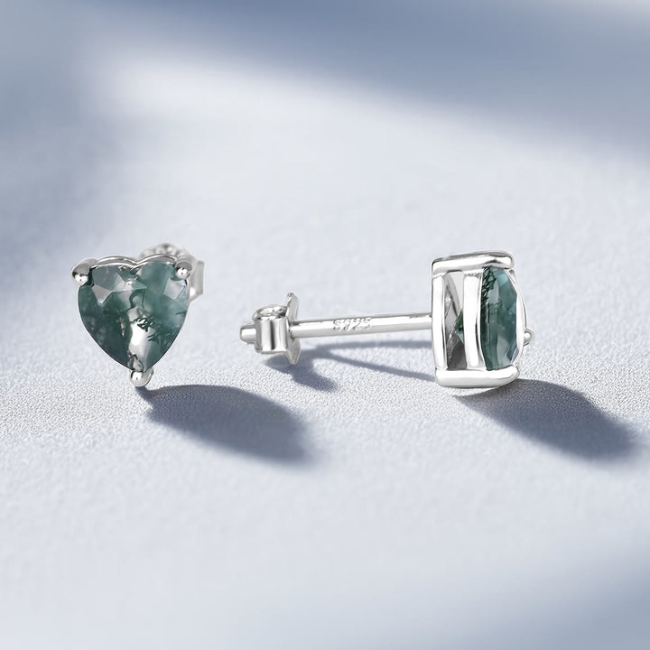 Olivenorma Heart Cut Moss Agate Earrings Necklace Ring