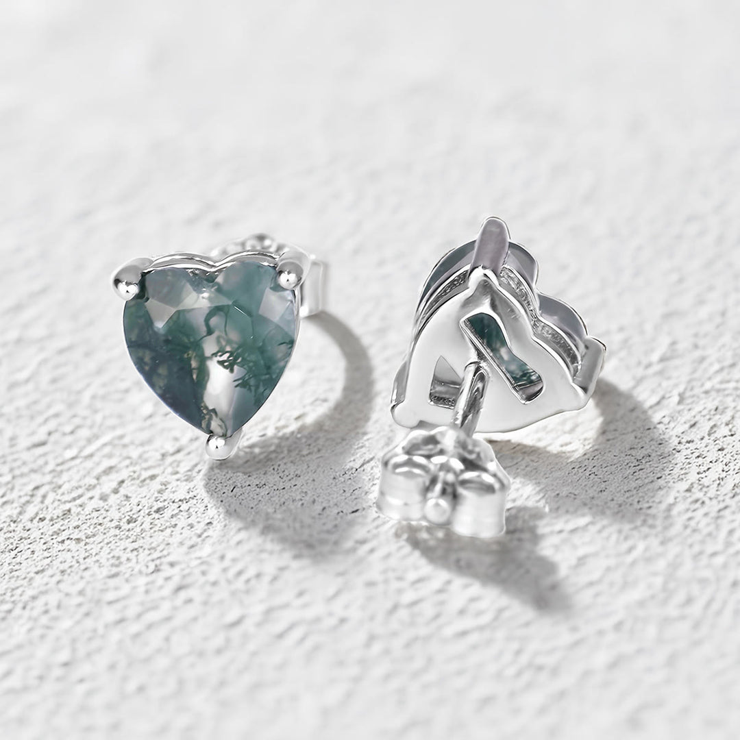 Olivenorma Heart Cut Moss Agate Earrings Necklace Ring