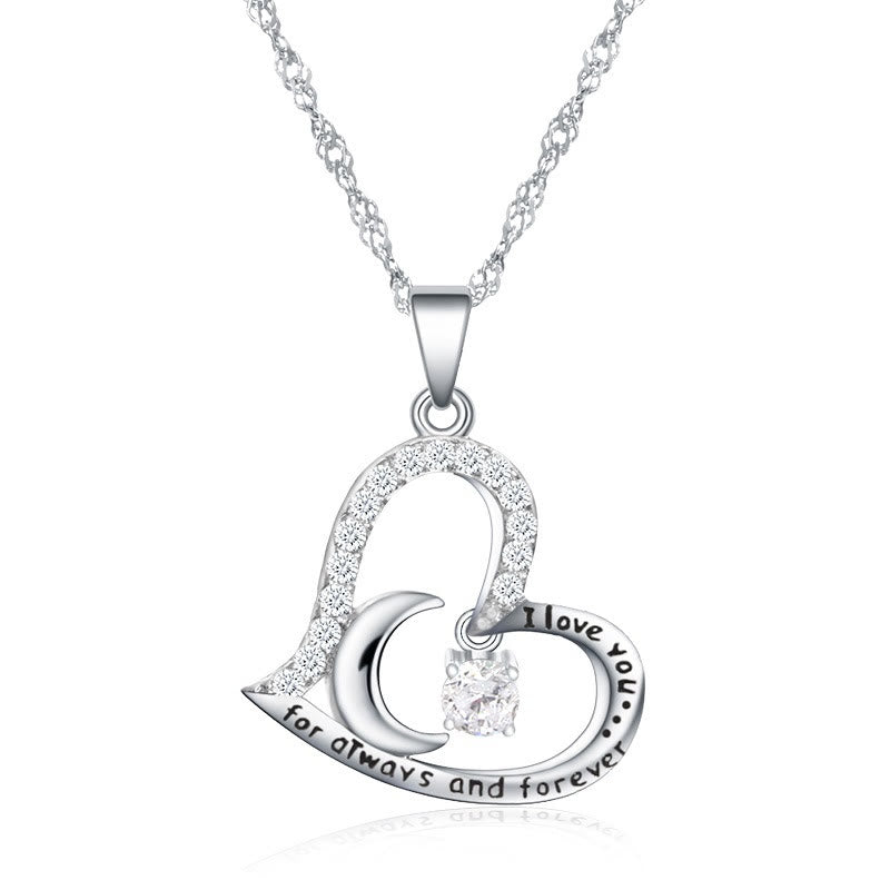 Olivenorma  "I Love you forever & always" S925 Silver Birthstone Necklace - April-Simulated Diamond - image 4