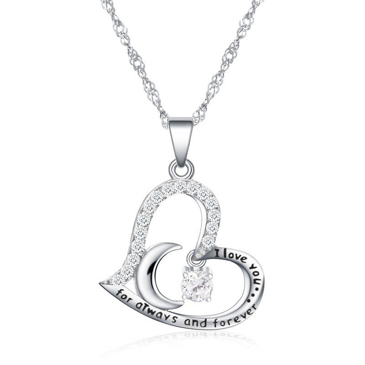 Olivenorma  "I Love you forever & always" S925 Silver Birthstone Necklace - April-Simulated Diamond - image 4