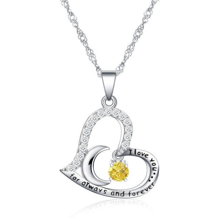 Olivenorma  "I Love you forever & always" S925 Silver Birthstone Necklace - November-Citrine - image 11
