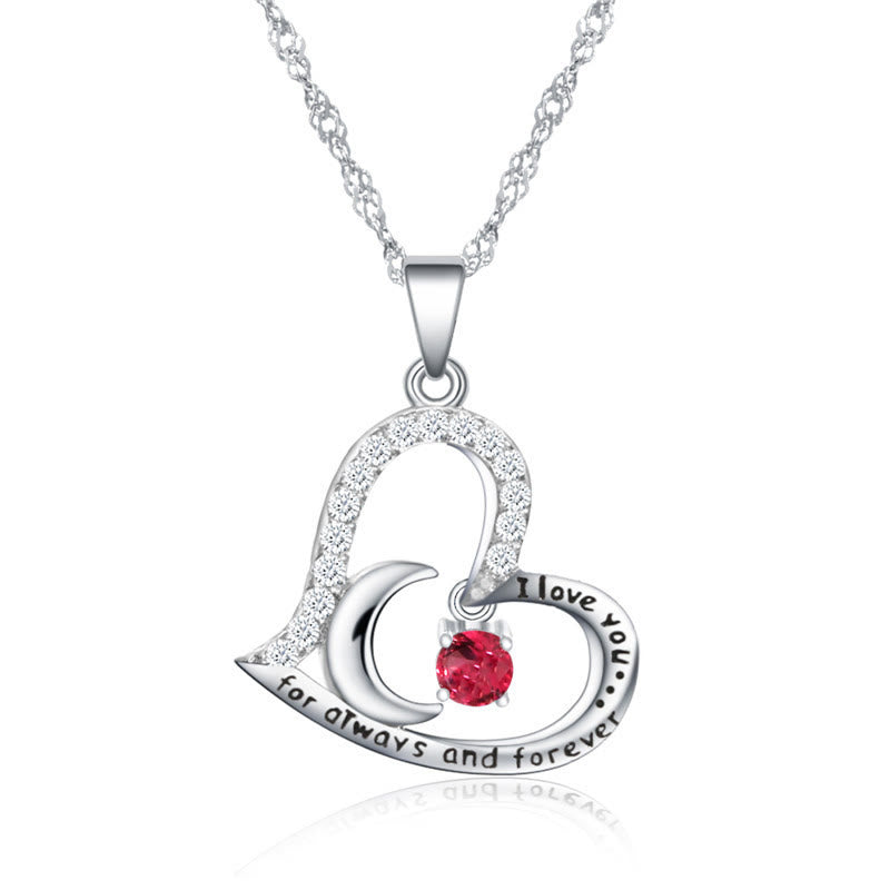 Olivenorma  "I Love you forever & always" S925 Silver Birthstone Necklace - January-Garnet - image 1
