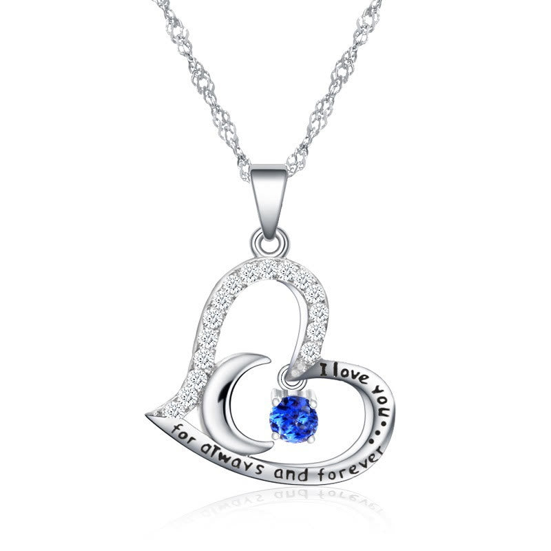 Olivenorma  "I Love you forever & always" S925 Silver Birthstone Necklace - December-Blue Zircon - image 12