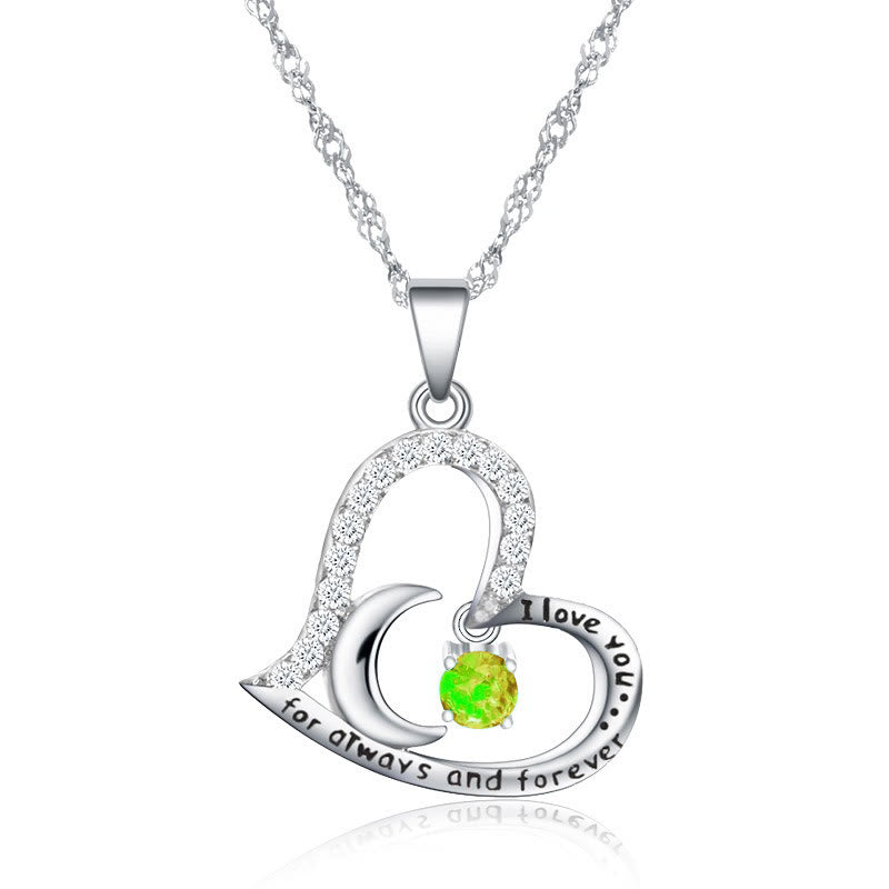 Olivenorma  "I Love you forever & always" S925 Silver Birthstone Necklace - August-Peridot - image 8