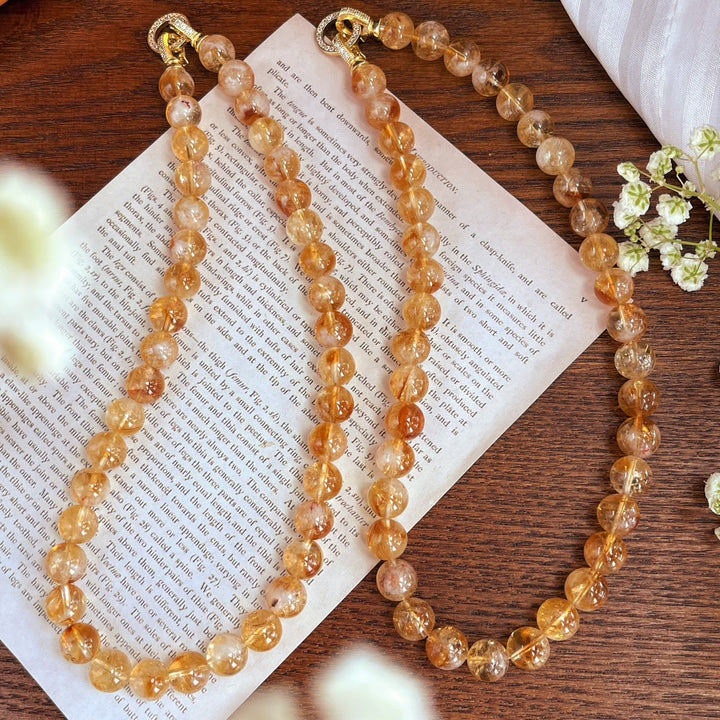 Olivenorma 10mm Natural Citrine Beads Bracelet Necklace