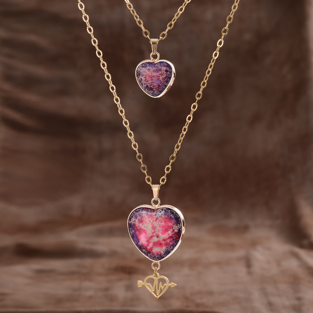 Olivenorma Natural Stone Double Chain Pendant Necklace