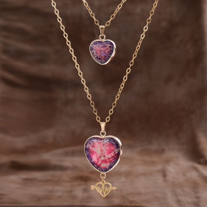 Olivenorma Natural Stone Double Chain Pendant Necklace