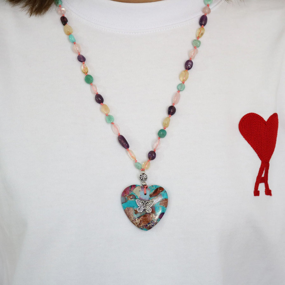 Olivenorma Amethyst Amazonite Citrine Rose Quartz Beaded Necklace