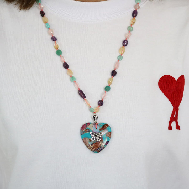 Olivenorma Amethyst Amazonite Citrine Rose Quartz Beaded Necklace