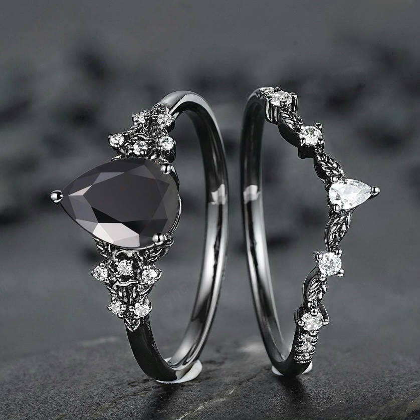 FREE Today: 2 Pcs Floral Alexandrite Black Engagement Ring Set - image 20