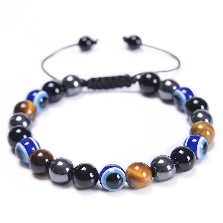 Olivenorma Obsidian Hematite Blue Red Tiger Eye Bracelet