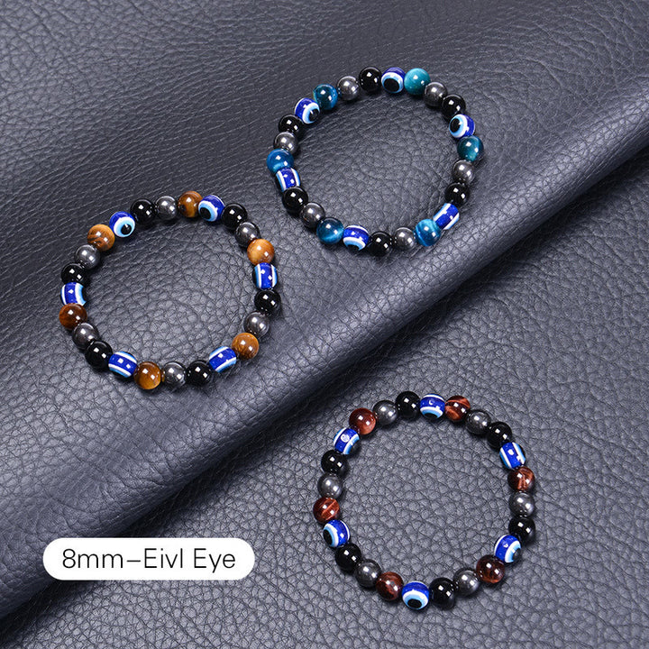 Olivenorma Obsidian Hematite Blue Red Tiger Eye Bracelet