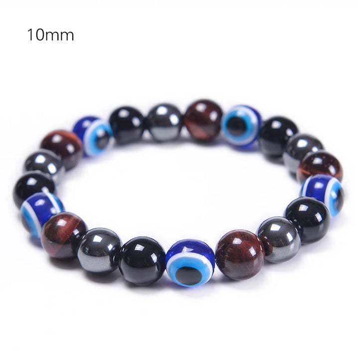 Olivenorma Obsidian Hematite Blue Red Tiger Eye Bracelet