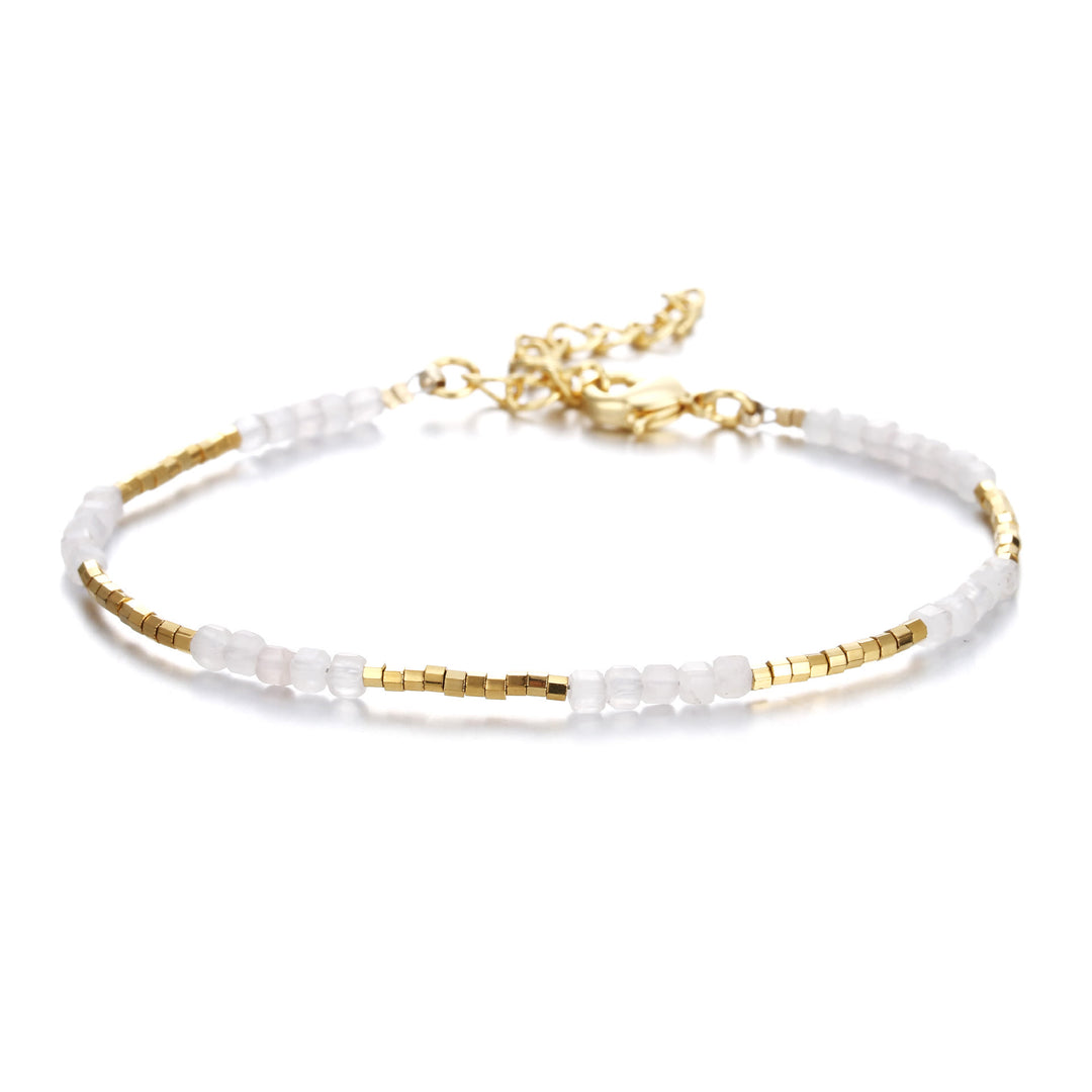 Olivenorma Natural Stone Cube Cut Metal Buckle Bracelet