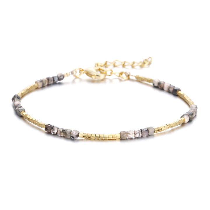 Olivenorma Natural Stone Cube Cut Metal Buckle Bracelet