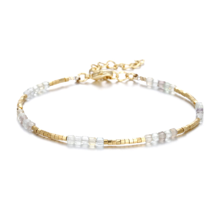 Olivenorma Natural Stone Cube Cut Metal Buckle Bracelet