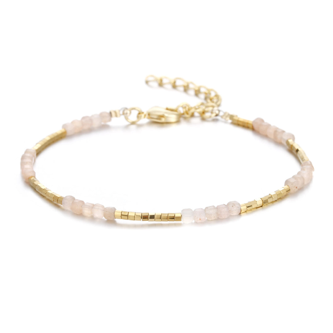 Olivenorma Natural Stone Cube Cut Metal Buckle Bracelet