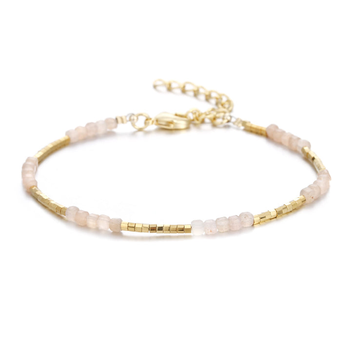 Olivenorma Natural Stone Cube Cut Metal Buckle Bracelet