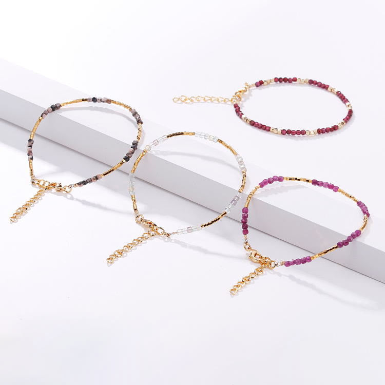 Olivenorma Natural Stone Cube Cut Metal Buckle Bracelet