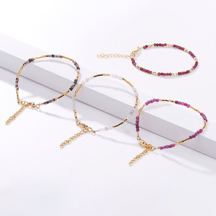 Olivenorma Natural Stone Cube Cut Metal Buckle Bracelet
