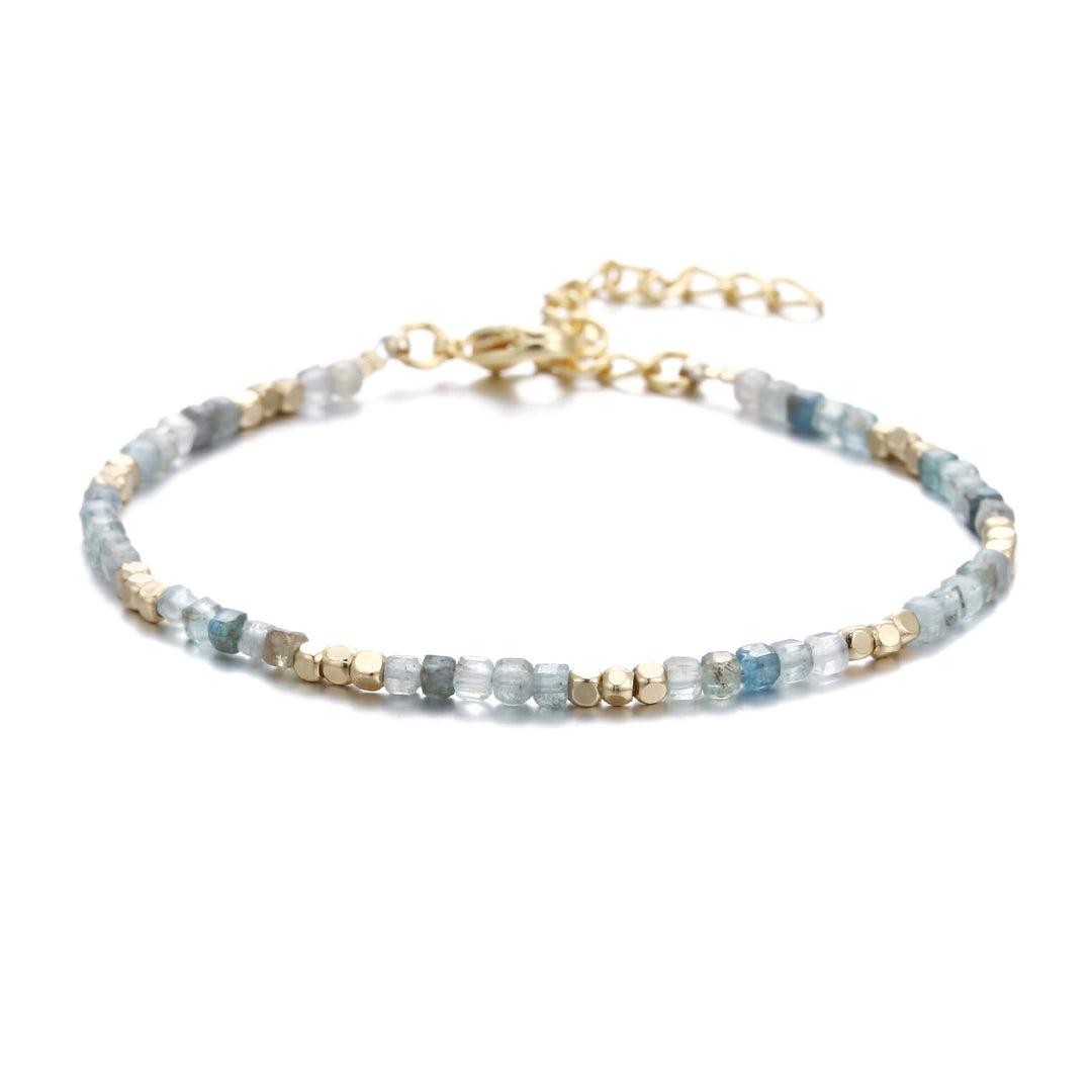 Olivenorma Natural Stone Cube Cut Metal Buckle Bracelet