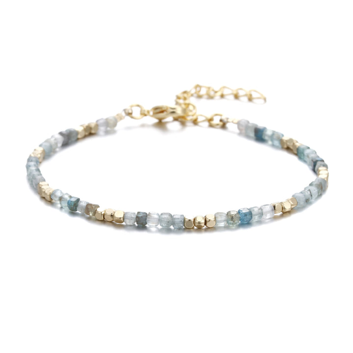 Olivenorma Natural Stone Cube Cut Metal Buckle Bracelet