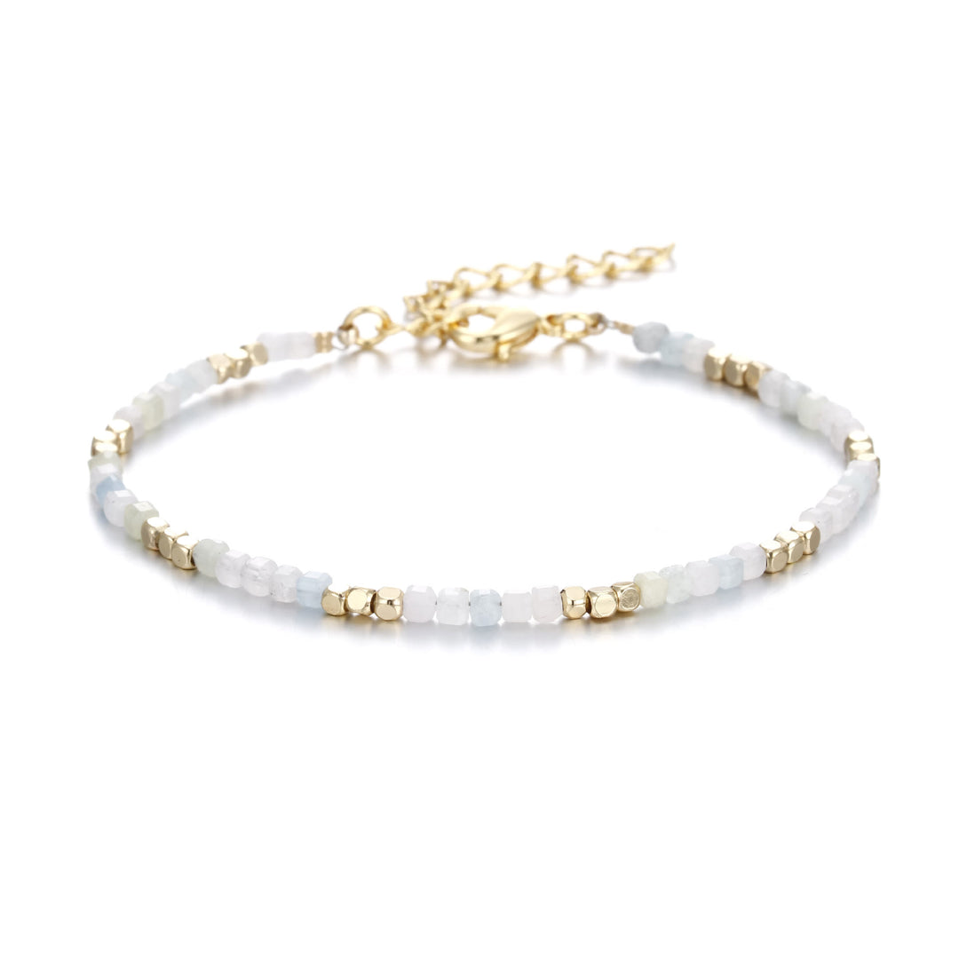 Olivenorma Natural Stone Cube Cut Metal Buckle Bracelet