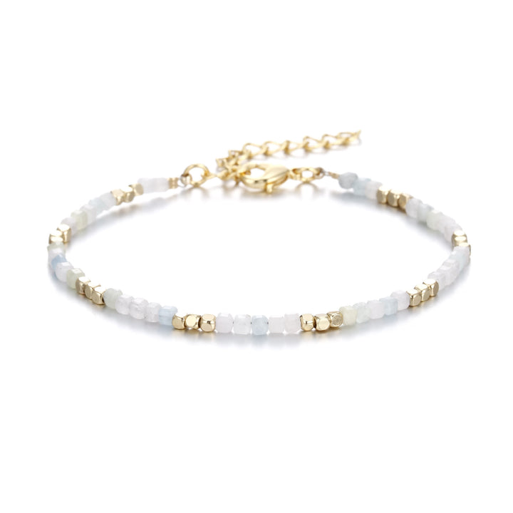 Olivenorma Natural Stone Cube Cut Metal Buckle Bracelet