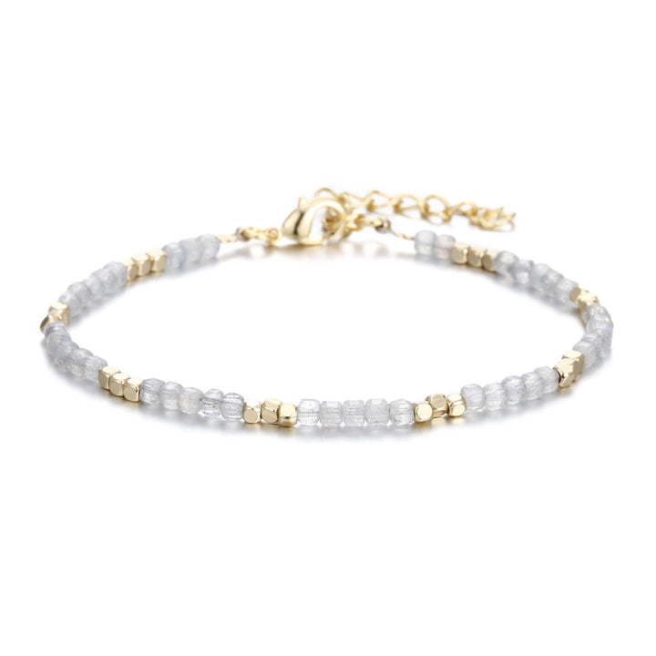 Olivenorma Natural Stone Cube Cut Metal Buckle Bracelet
