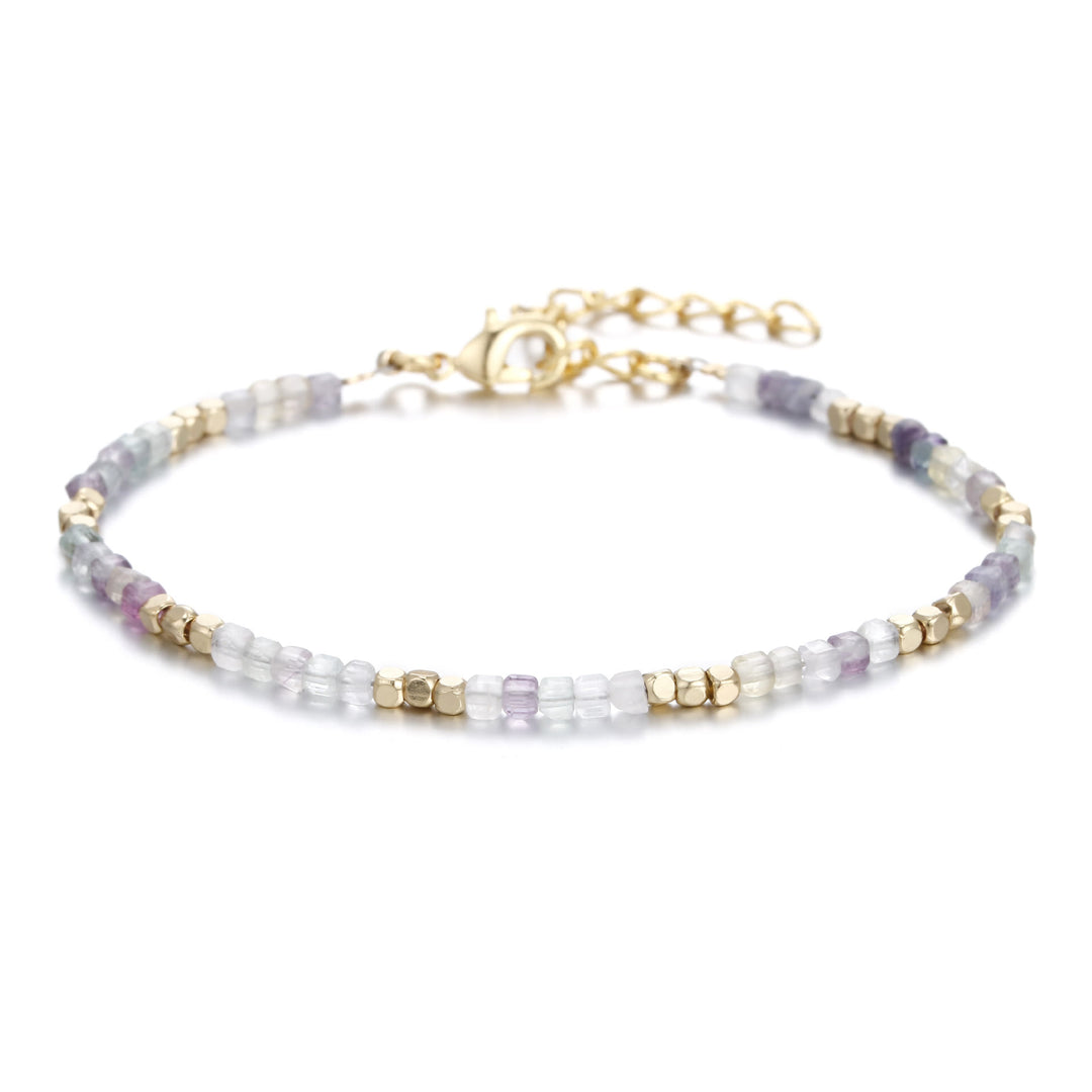 Olivenorma Natural Stone Cube Cut Metal Buckle Bracelet