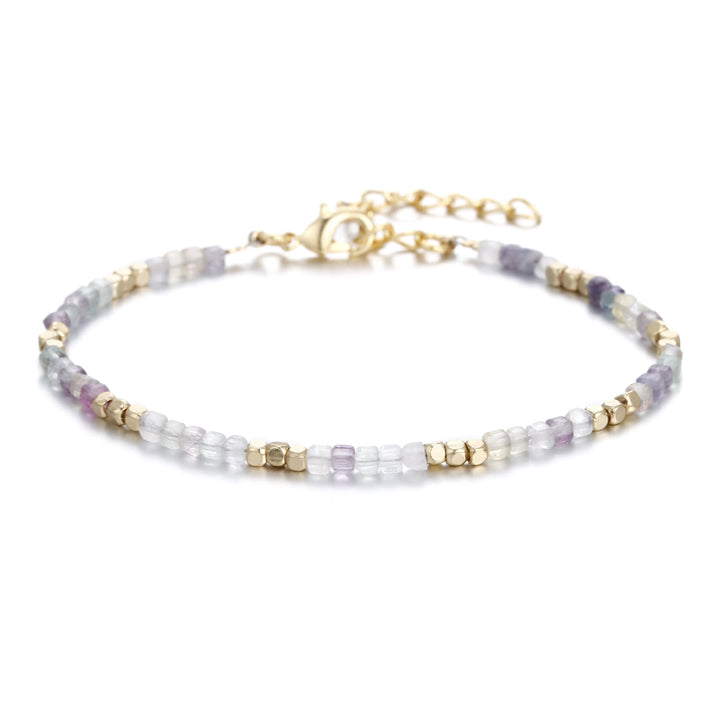Olivenorma Natural Stone Cube Cut Metal Buckle Bracelet