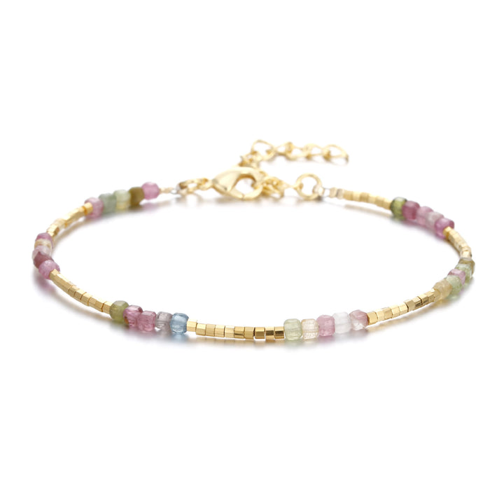 Olivenorma Natural Stone Cube Cut Metal Buckle Bracelet