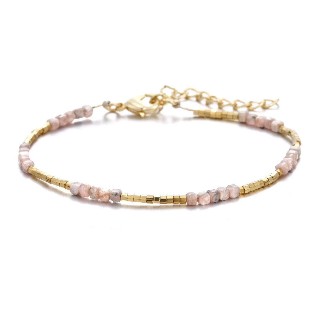 Olivenorma Natural Stone Cube Cut Metal Buckle Bracelet