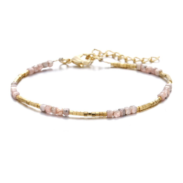Olivenorma Natural Stone Cube Cut Metal Buckle Bracelet