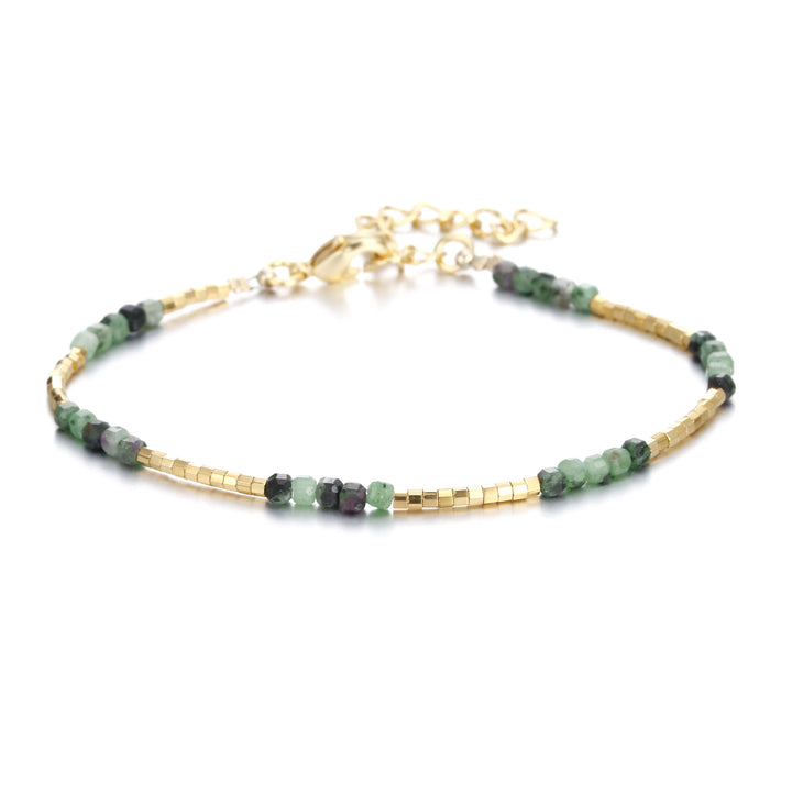 Olivenorma Natural Stone Cube Cut Metal Buckle Bracelet