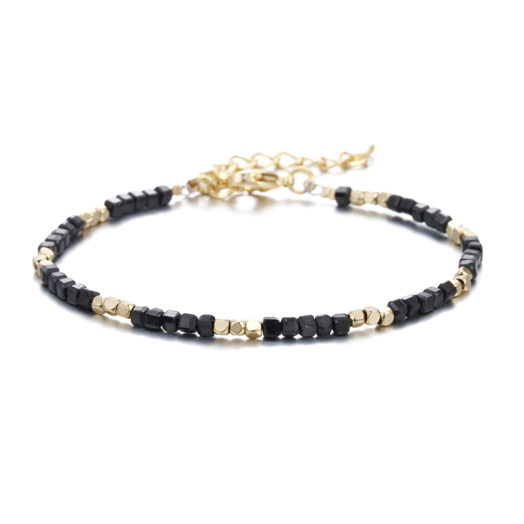 Olivenorma Natural Stone Cube Cut Metal Buckle Bracelet