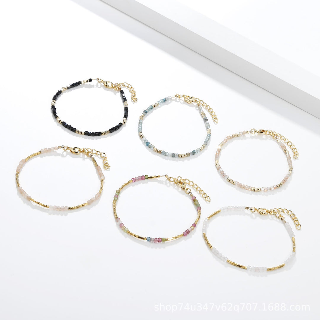 Olivenorma Natural Stone Cube Cut Metal Buckle Bracelet