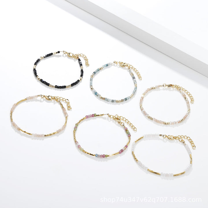 Olivenorma Natural Stone Cube Cut Metal Buckle Bracelet