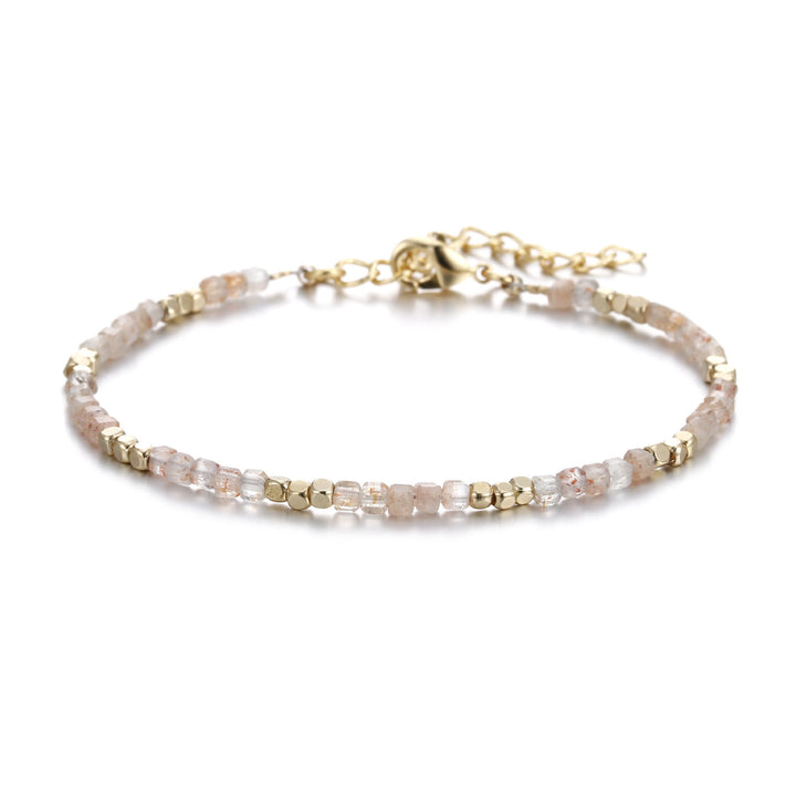Olivenorma Natural Stone Cube Cut Metal Buckle Bracelet