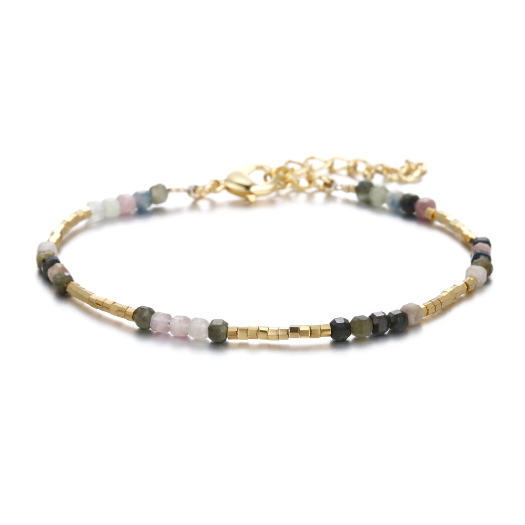 Olivenorma Natural Stone Cube Cut Metal Buckle Bracelet