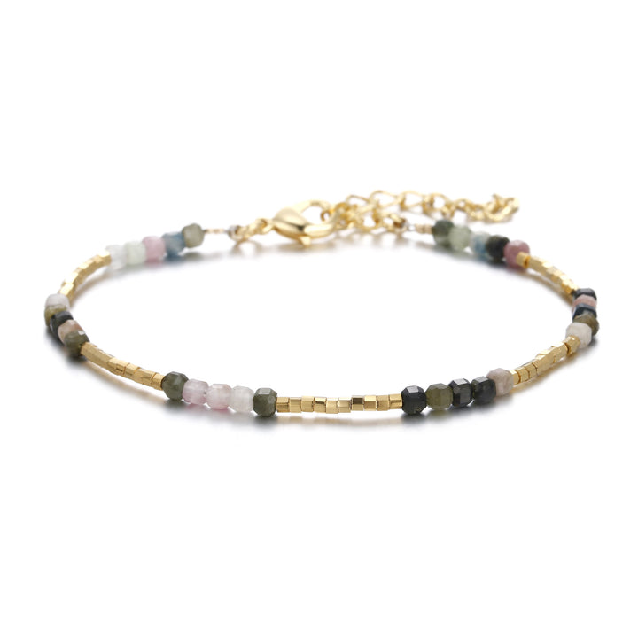 Olivenorma Natural Stone Cube Cut Metal Buckle Bracelet