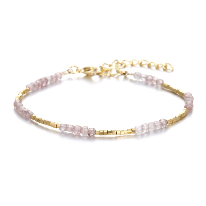 Olivenorma Natural Stone Cube Cut Metal Buckle Bracelet