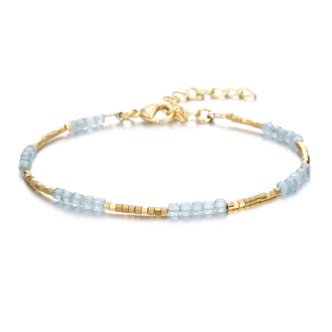 Olivenorma Natural Stone Cube Cut Metal Buckle Bracelet
