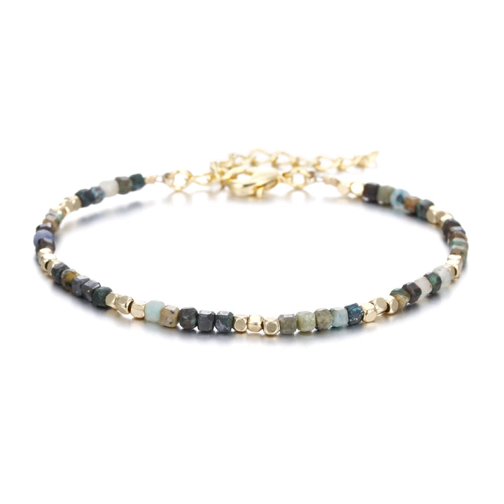 Olivenorma Natural Stone Cube Cut Metal Buckle Bracelet