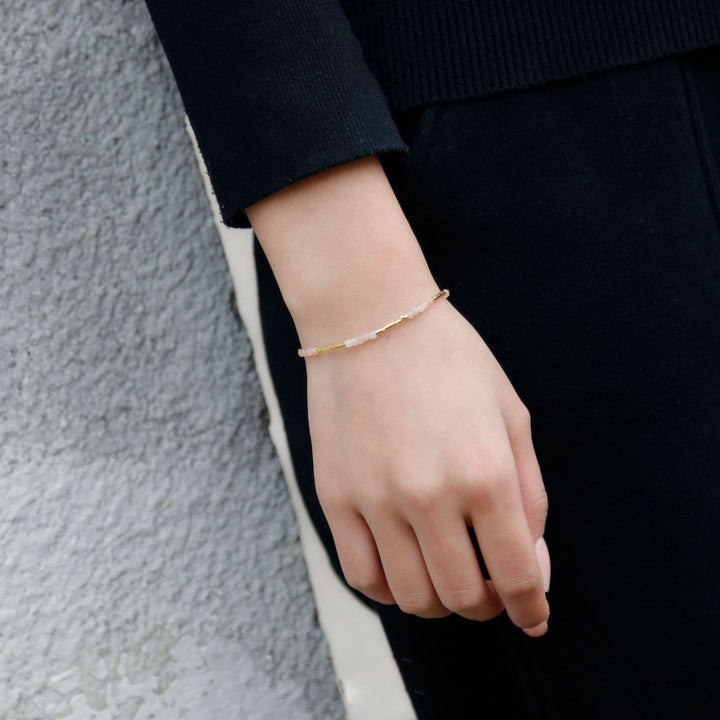 Olivenorma Natural Stone Cube Cut Metal Buckle Bracelet