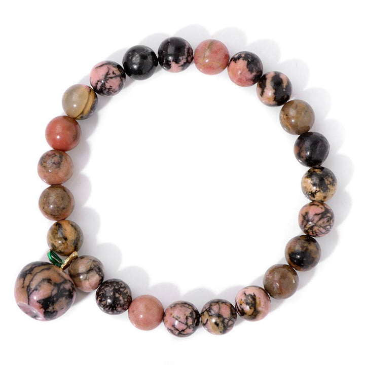 Olivenorma 8mm Natural Stone Beads Apple Pendant Bracelet